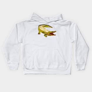 Alligator Crocodile Gaping Mouth Low Polygon Kids Hoodie